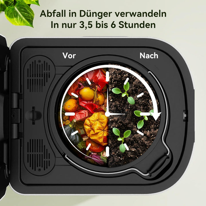 Fullwatt Elektrischer Komposter 4.2L Biomülleimer Küche Elektro-Schnellkomposter mit 2 Kohlenstofffi