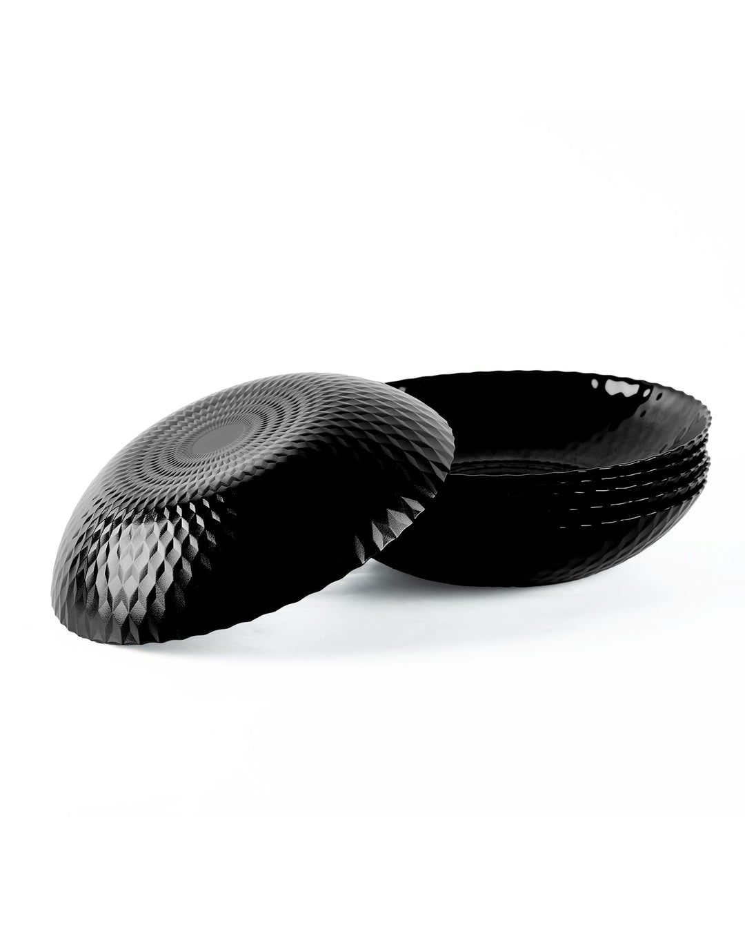 LaGlint 6er Set Opalglas-Pastaschalen, 887 ml, 21,5 cm, flache runde Schalen, schwarz, mikrowellen-