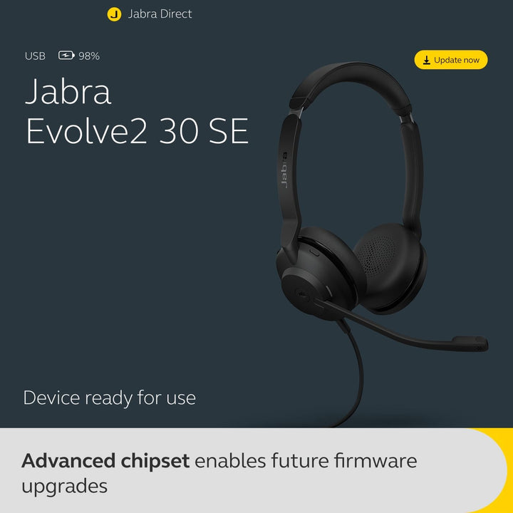 Jabra Evolve2 30 SE - Kabelgebundenes Stereo-Headset mit Geräuschunterdrückung und 2-Mikrofon-Techno