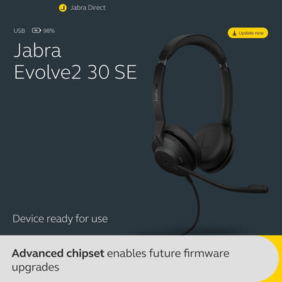 Jabra Evolve2 30 SE - Kabelgebundenes Stereo-Headset mit Geräuschunterdrückung und 2-Mikrofon-Techno