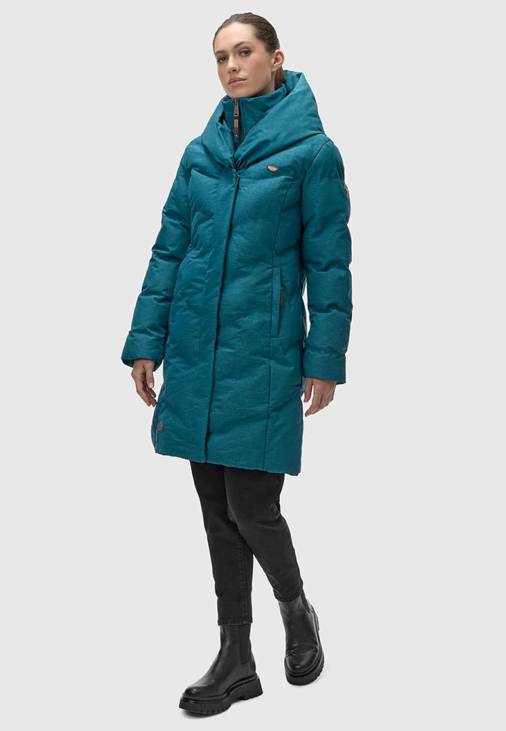 Ragwear Damen warmer Wintermantel Steppmantel wasserdicht mit Kapuze Natalka Melange XS-6XL XS Deep