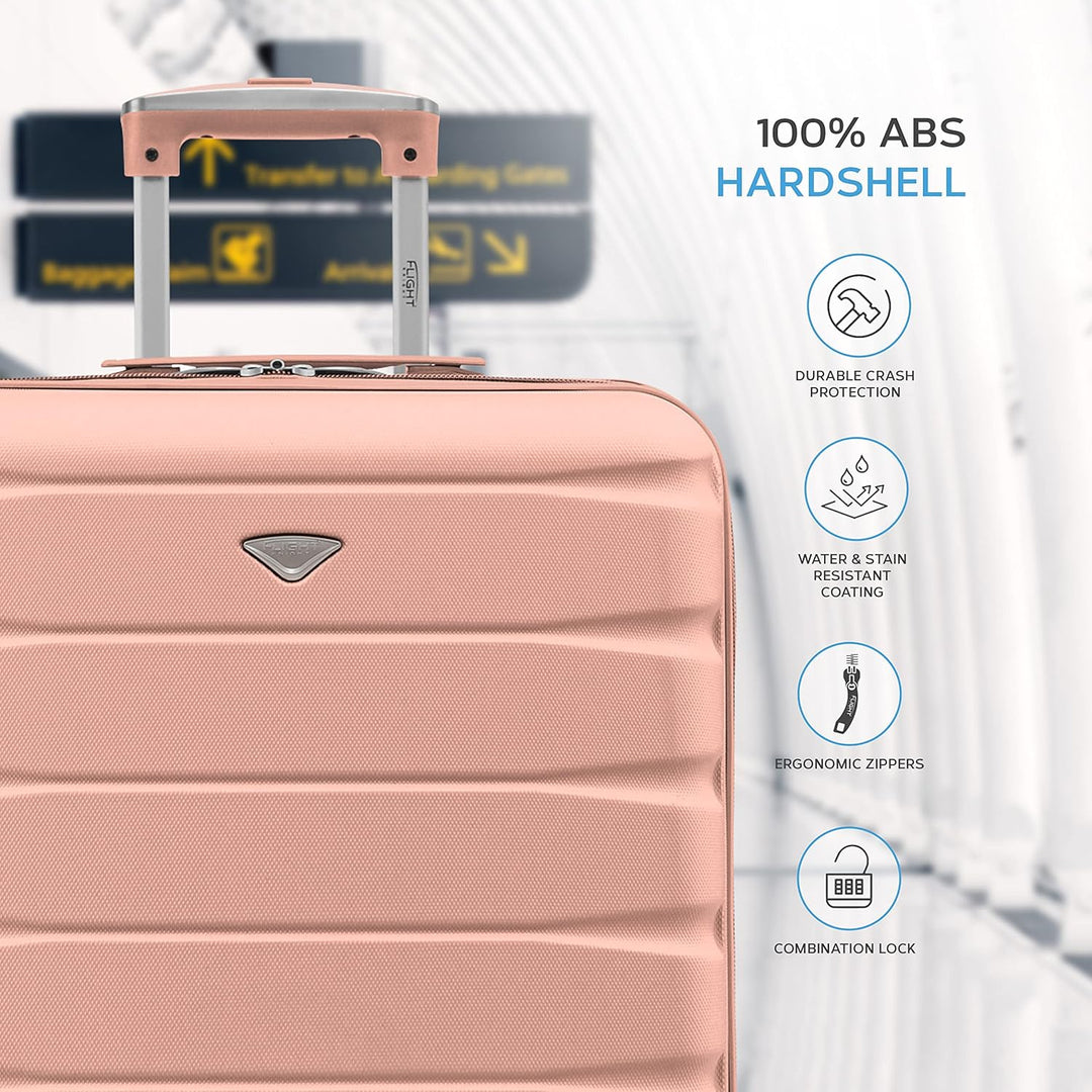 Flight Knight Suitcase Set of 2 Lightweight 4 Wheel ABS Hard Case Carry On Hand Luggage Approved for