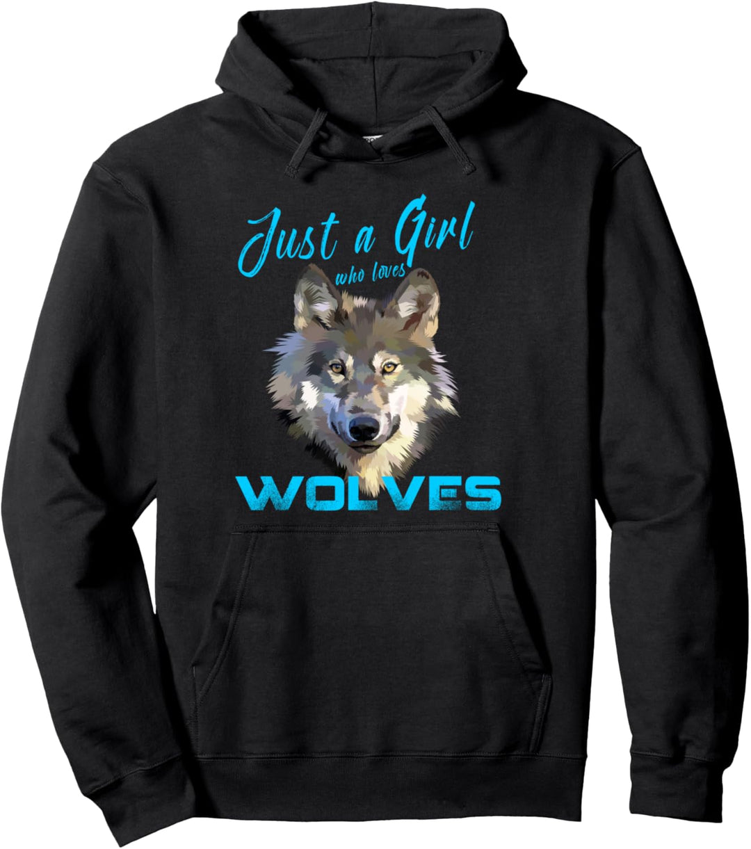 Just A Girl Loves Wolves Süss Wolf Geschenk Mädchen Kinder Pullover Hoodie