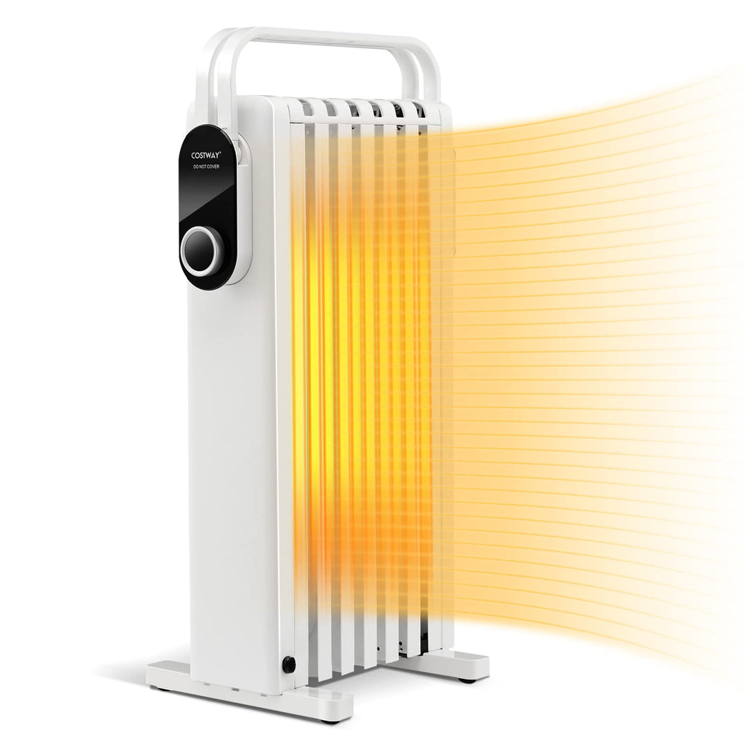 COSTWAY 1500W Ölradiator 7 Rippen Heizkörper 5-35℃, elektrische Heizung 3 Heizstufen mobil mit Räder