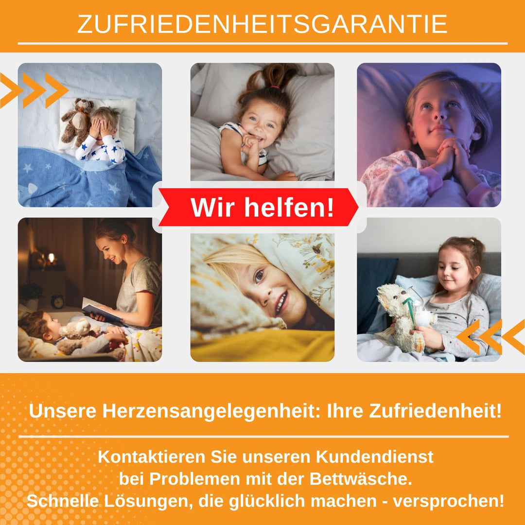 Aminata kids Bettwäsche 135x200 Sterne blau Baumwolle Stern-Motiv, Reissverschluss weich &amp; atmungsak
