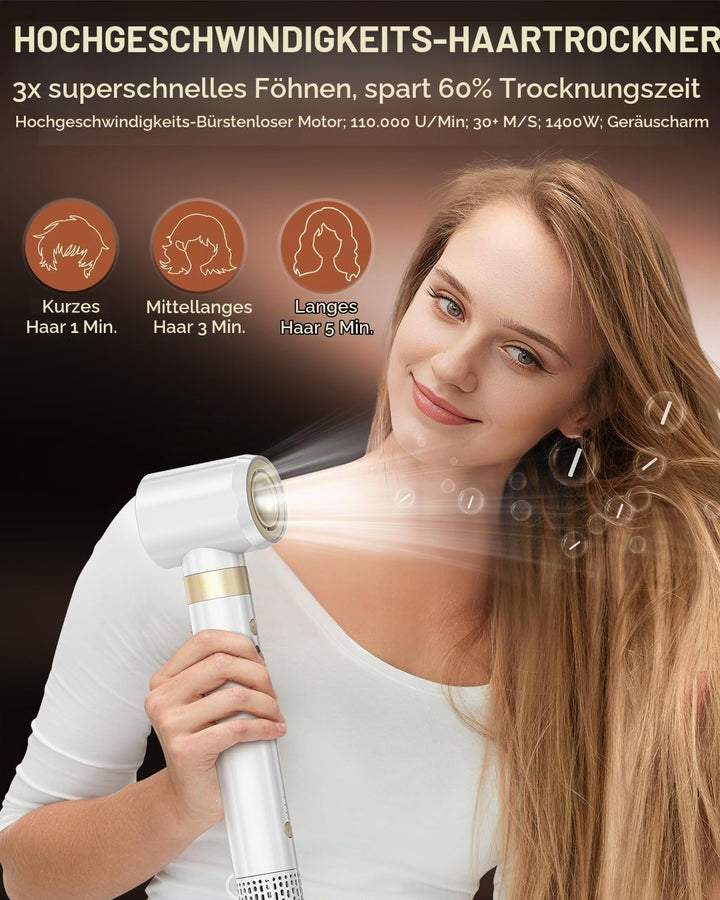 webeauty [Dual Voltage] 6in1 Hairstyler,110,000U/Min, 30M/S, 500 Millionen Negative Ionen Hochgeschw