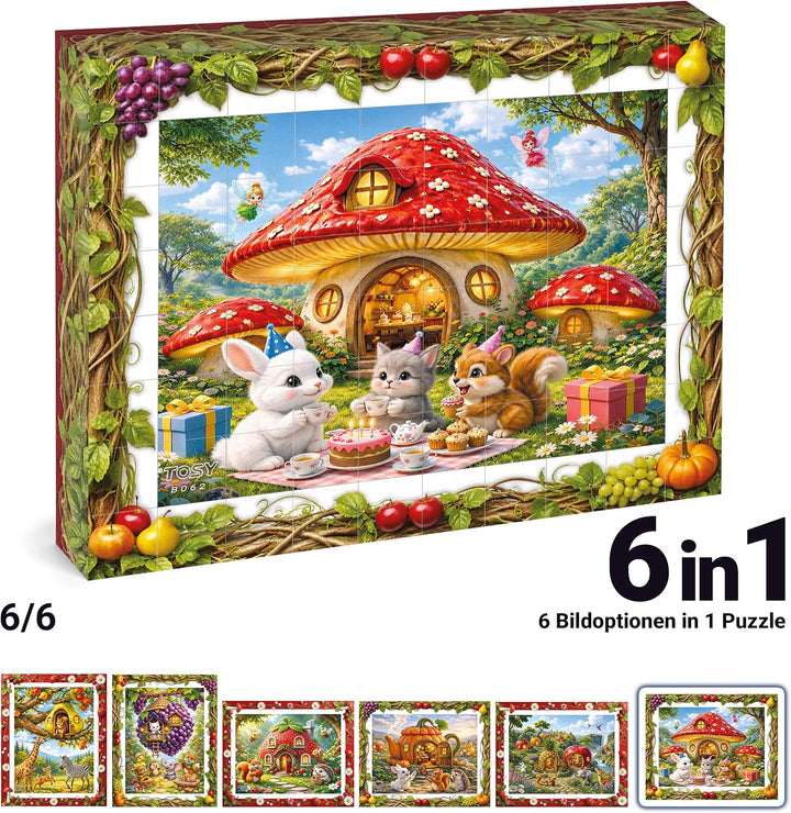 TOSY Picture Cube Fruity Wonderland: 6-in-1 magnetisches Bilderpuzzle, 80 Blöcke, 488 Flächen/Magnet