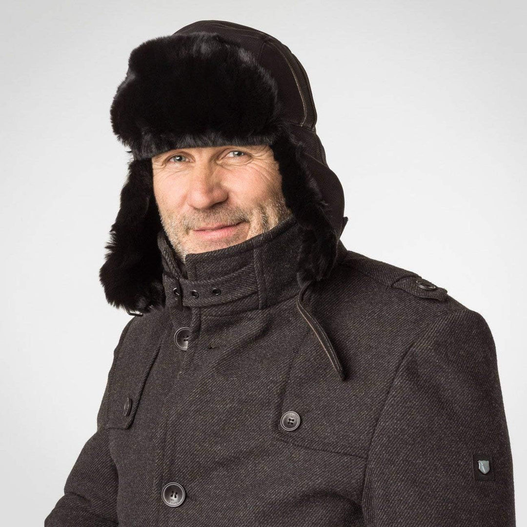 Leder Lapeer Fliegermütze (XXL/62-63 - braun)
