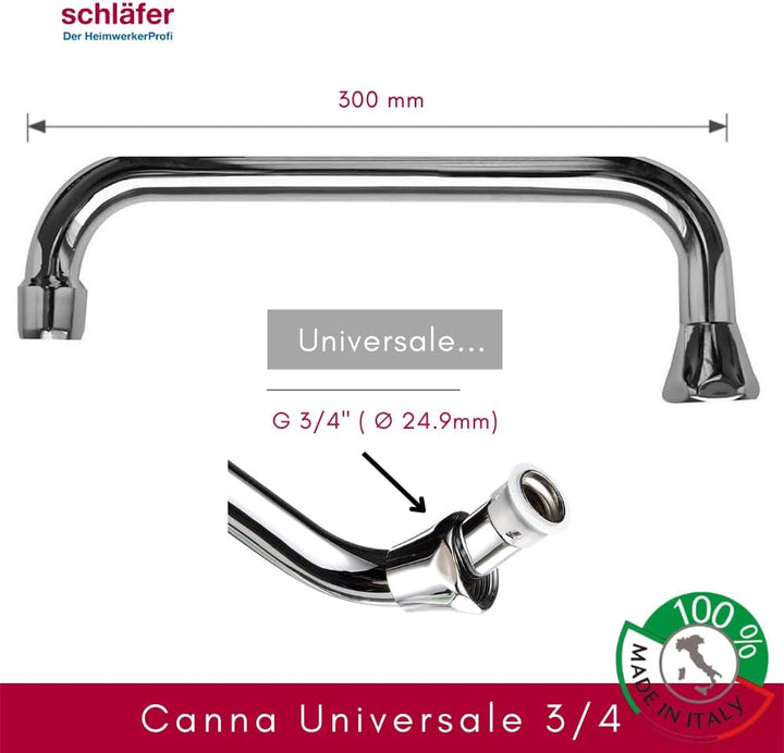 Schläfer 400114 - U-Auslauf für Stand- und Wandarmatur 30cm, U-Rohrauslauf mit Mischdüse M22, Schwen