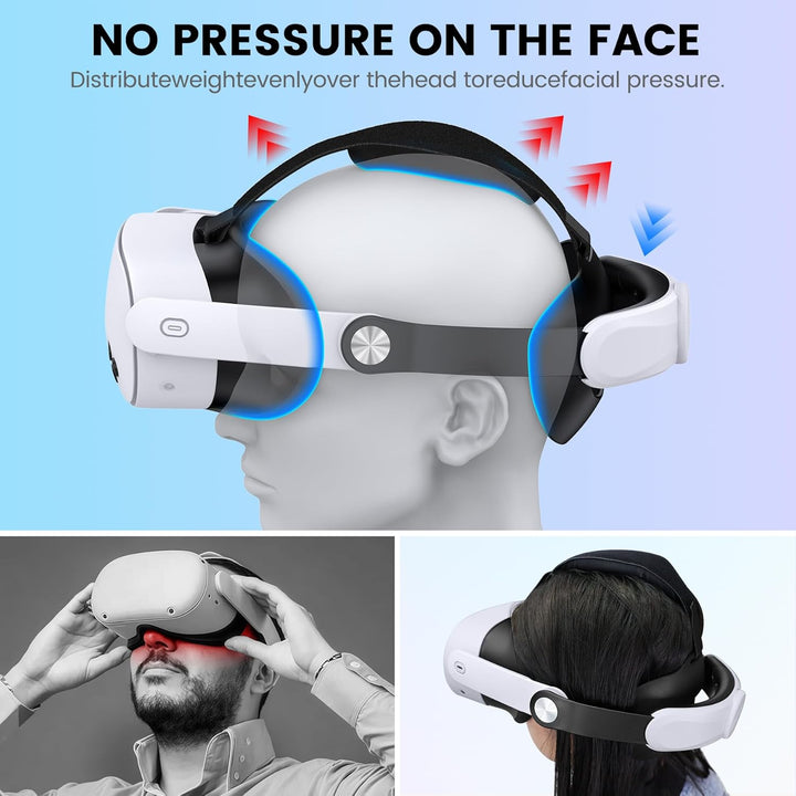 Headstrap für Meta Quest 3S/Quest 3/Quest 2, verstellbares Ersatz-Kopfband für Elite-Kopfband, VR-He