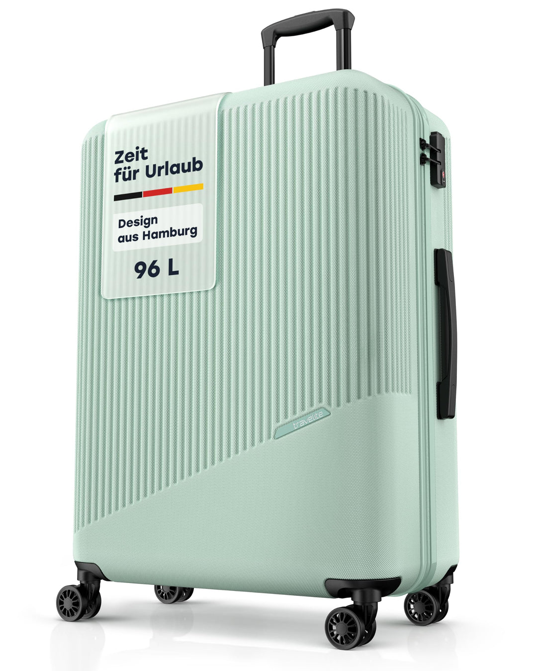 travelite 4-Rad Hartschalenkoffer gross 96 Liter, Gepäck Serie BALI: ABS Hartschalen Trolley mit TSA