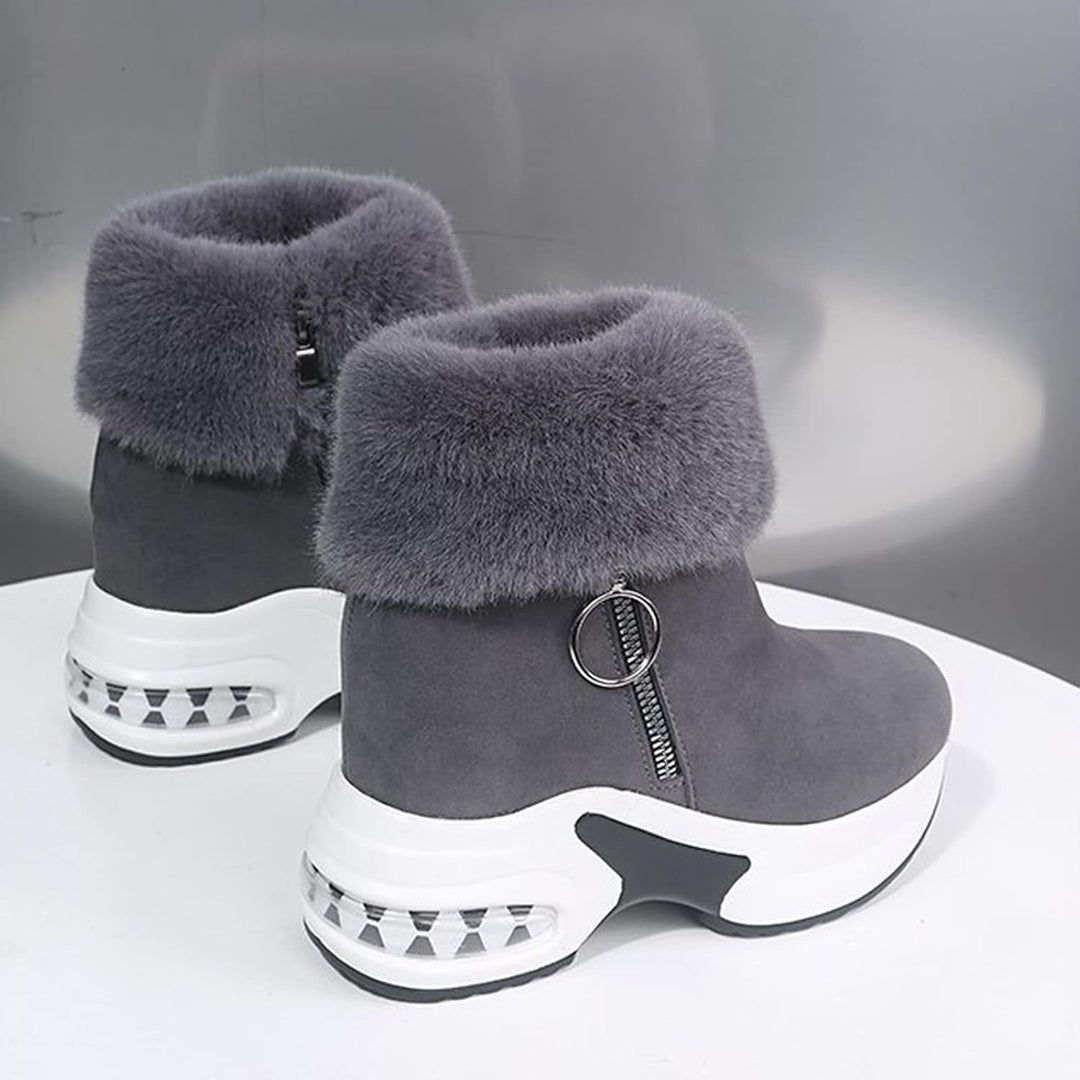 Winterstiefel Damen Stiefel Fraue Stiefeletten mit Absatz Plateau Warm Gefüttert Schnürstiefel Winte
