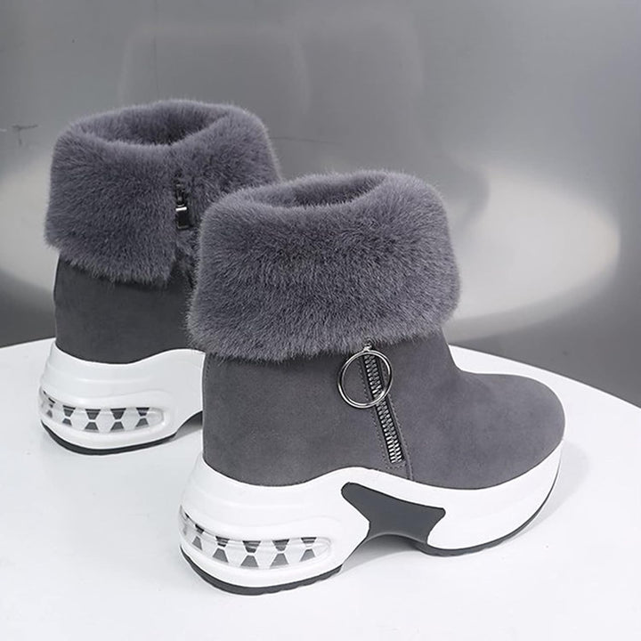 Winterstiefel Damen Stiefel Fraue Stiefeletten mit Absatz Plateau Warm Gefüttert Schnürstiefel Winte