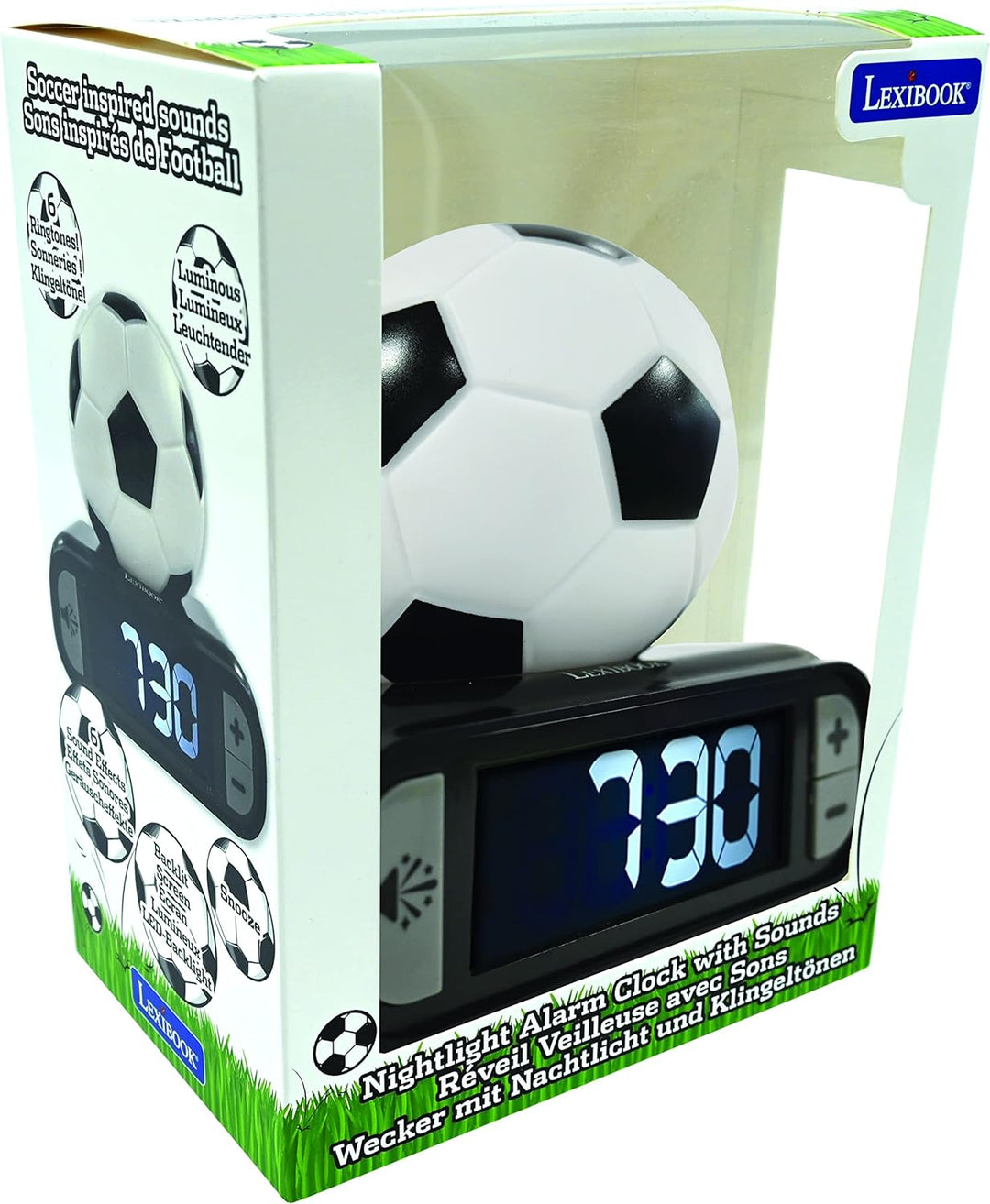 Lexibook RL800FO Schwarzer digitaler Wecker mit Nachtlicht, Snooze-Funktion, Uhr, aufleuchtendem Fus