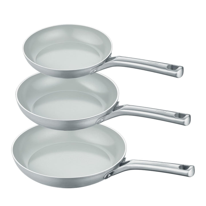 Berndes Pfannen Set b.free 3tlg. - frypan 20 cm, 24 cm &amp; 28 cm – aus recyceltem Aluminium - allherdt
