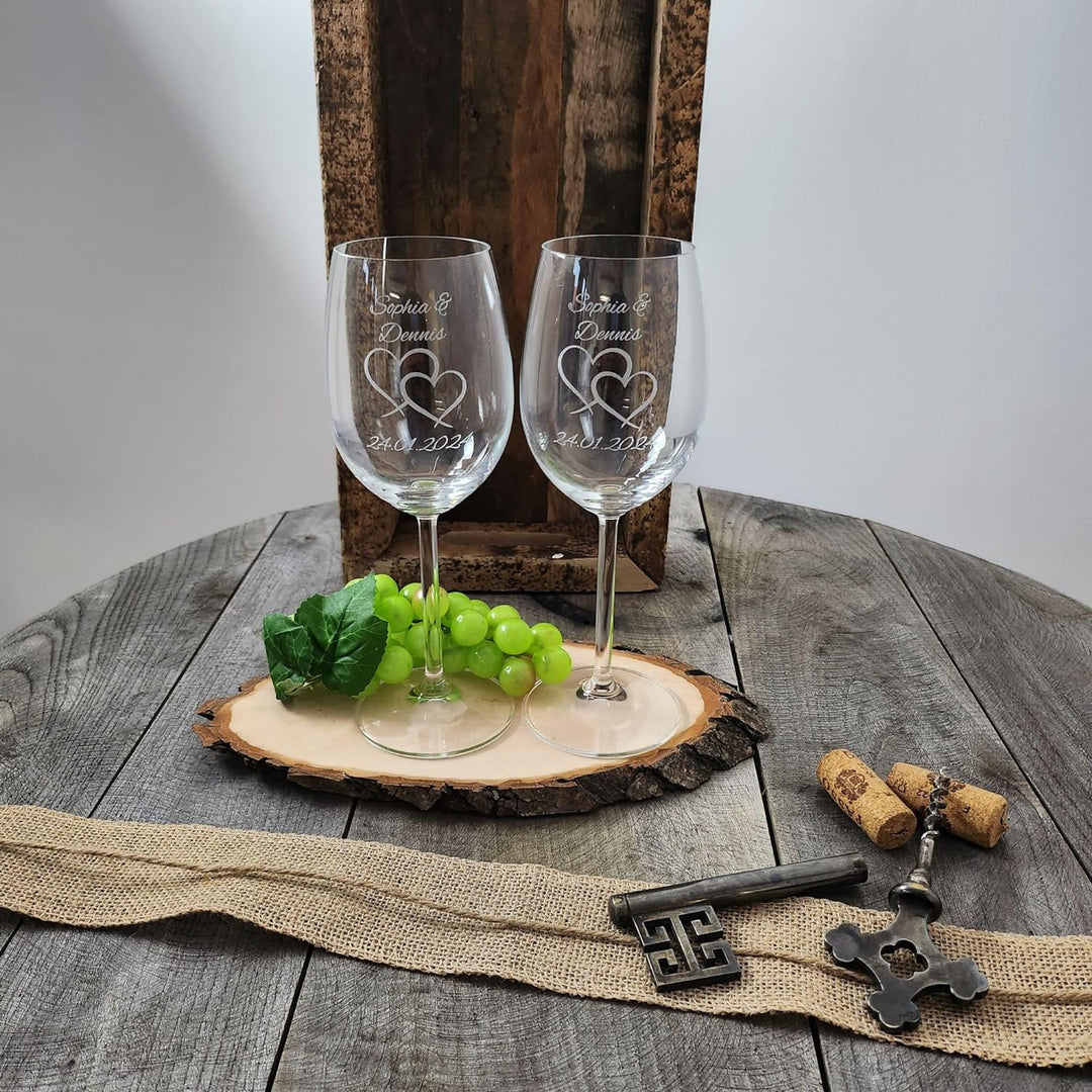 Geschenk zum Valentinstag – Wein Geschenksets – Weinglas mit Gravur 370ml – Hochzeitsgeschenke – Ges