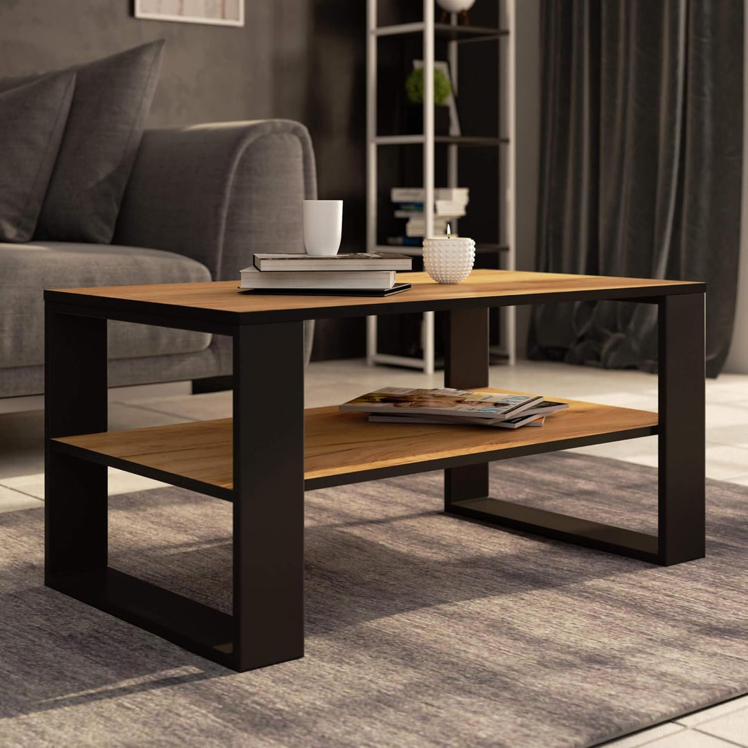 AKORD Couchtisch Holz Alex mit einem Regal, 92x45x53cm, Für Wohnzimmer, Schlafzimmer Schrank, Minima
