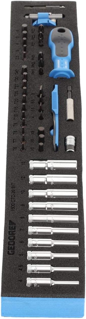 GEDORE Steckschlüssel-Sortiment 1/4 Zoll in Check-Tool-Modul, 1 Stück, 1500 CTD-20 BIT