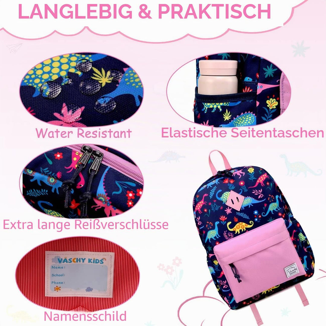 VASCHY Kinderrucksack Jungen Mädchen, Niedlich Wasserdicht Vorschule Kinder Rucksack Kindergarten Kl