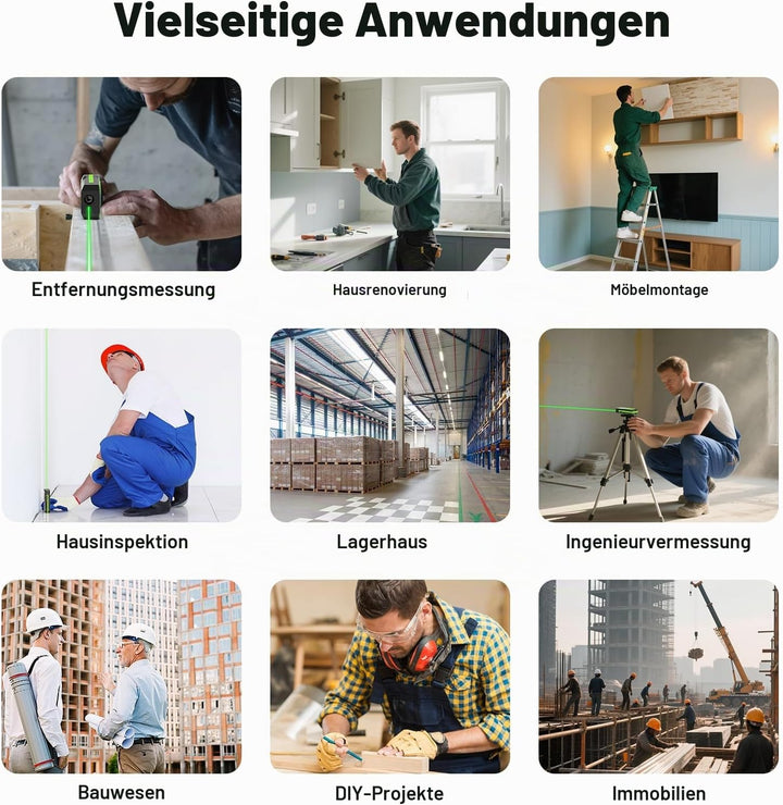120 m Bluetooth-fähiges grünes Laser-Entfernungsmessgerät mit Winkelsensor, Huepar Laser-Entfernungs