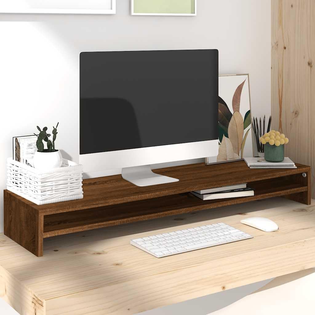 vidaXL Monitorständer Braun Eichen-Optik 100x24x13 cm Holzwerkstoff Braune Eiche, Braune Eiche