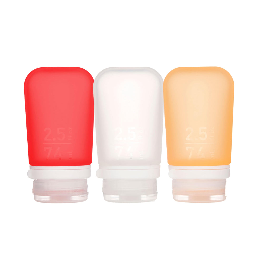 humangear 'GoToob' 3er Pack 74 ml transp./rot/orange, 071002, Einheitsgrösse, Transp./Rot/Orange