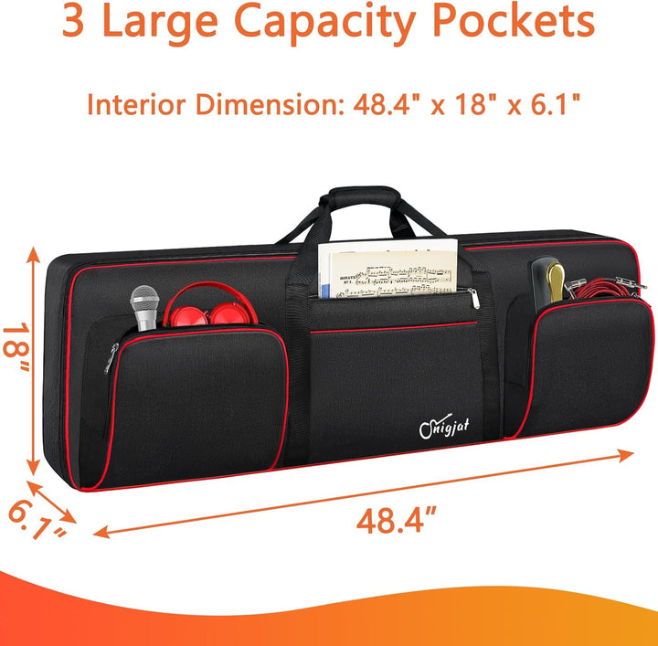SNIGJAT Keyboard-Tasche mit 76 Tasten, weich (Innen: 127 x 45,7 x 15,5 cm), gepolsterte Klaviertasch