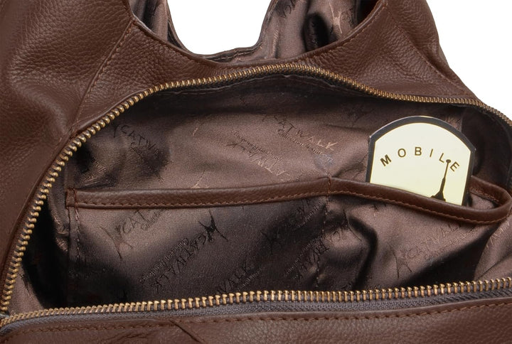 Catwalk Collection Handbags - Leder - Umhängetasche/Schultertasche - ALEX Braun, Braun