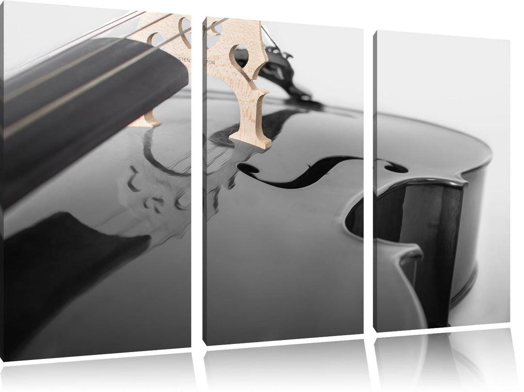 Pixxprint Cello in Regenbogenfarben gehalten schwarz/weiss 3-Teiler Leinwandbild 120x80 Bild auf Lei