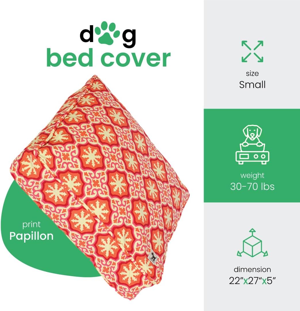 Molly Mutt Bezug für kleine Hundebetten, Papillon-Druck, Masse: 55,9 x 68,9 x 12,7 cm, 100% Baumwoll