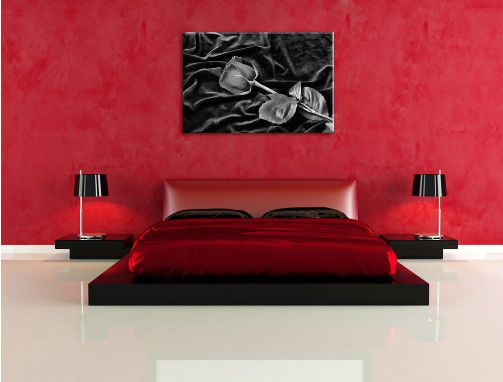 Monocrome, Rose, Format: 100x70 auf Leinwand, XXL riesige Bilder fertig gerahmt mit Keilrahmen, Kuns