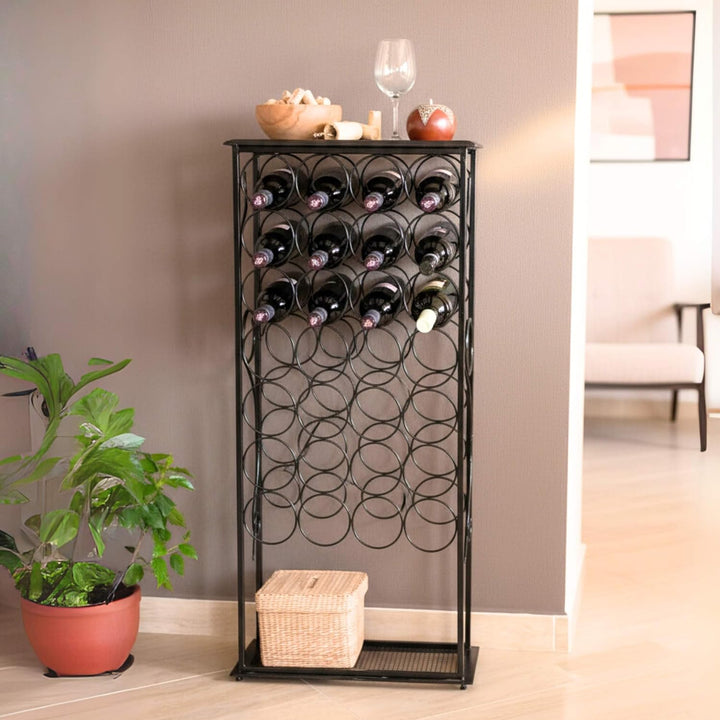 DanDiBo Weinregal Metall Schwarz Stehend Flaschenregal 100 cm Rico Modern Wine Rack Weinständer Wein