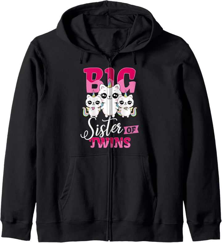 Grosse Schwester von Zwillingen - Einhorn Mädchen Geschenk Kapuzenjacke