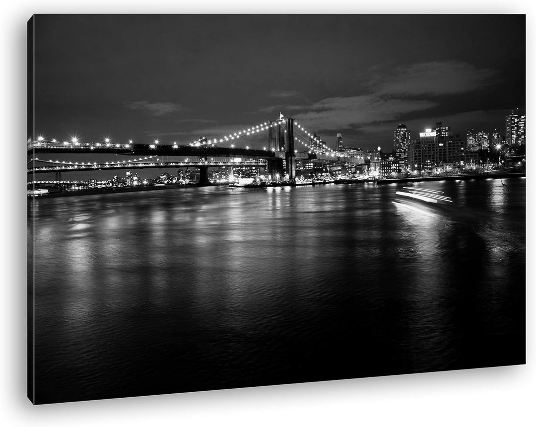 deyoli Hängebrücke in New York City Format: 100x70 Effekt: Schwarz&Weiss als Leinwand, Motiv fertig