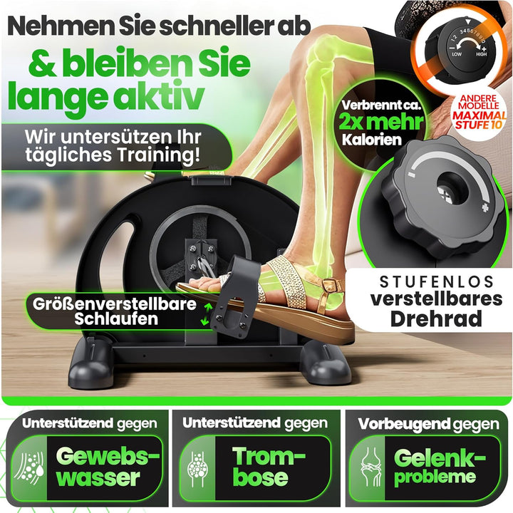 Ultrasport Pedaltrainer für Zuhause CE Zertifiziert inkl. Antirutsch-Matte und Gurt I Extraleiser Ar