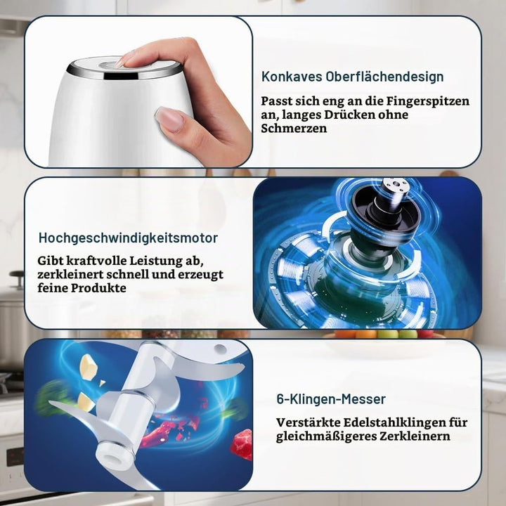 Zerkleinerer Küche Elektrisch Mini Zwiebelschneider - 350ml Multizerkleinerer Kabelloser USB-Aufladu