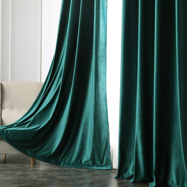MIULEE Samt Vorhänge 2er Set, Luxuriöse Samtvorhang Grün für Deko Schlafzimmer Wohnzimmer, Samt Gard