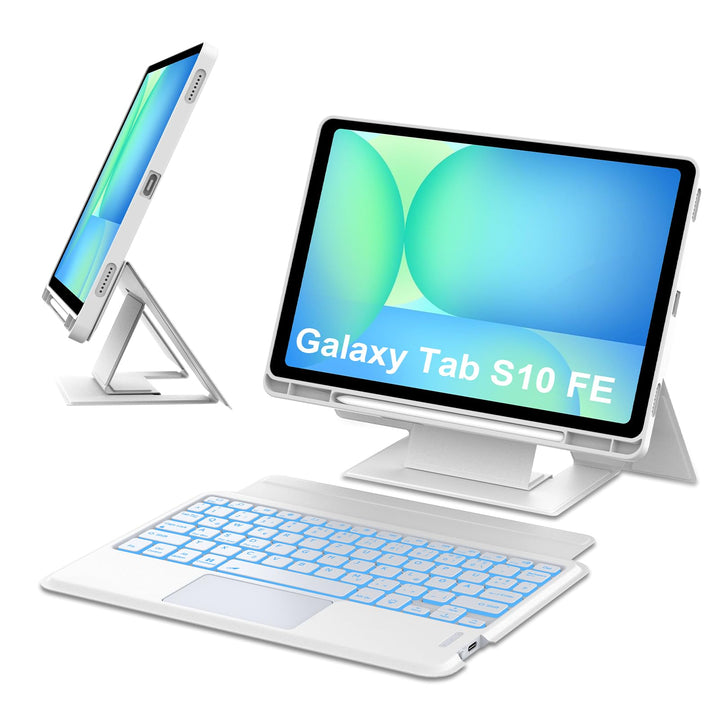 Nuo Ergonomische Hülle mit Tastatur für Samsung Galaxy Tab S10 FE/S9 FE/S9 10,9/11 Zoll 2025/2023 SM