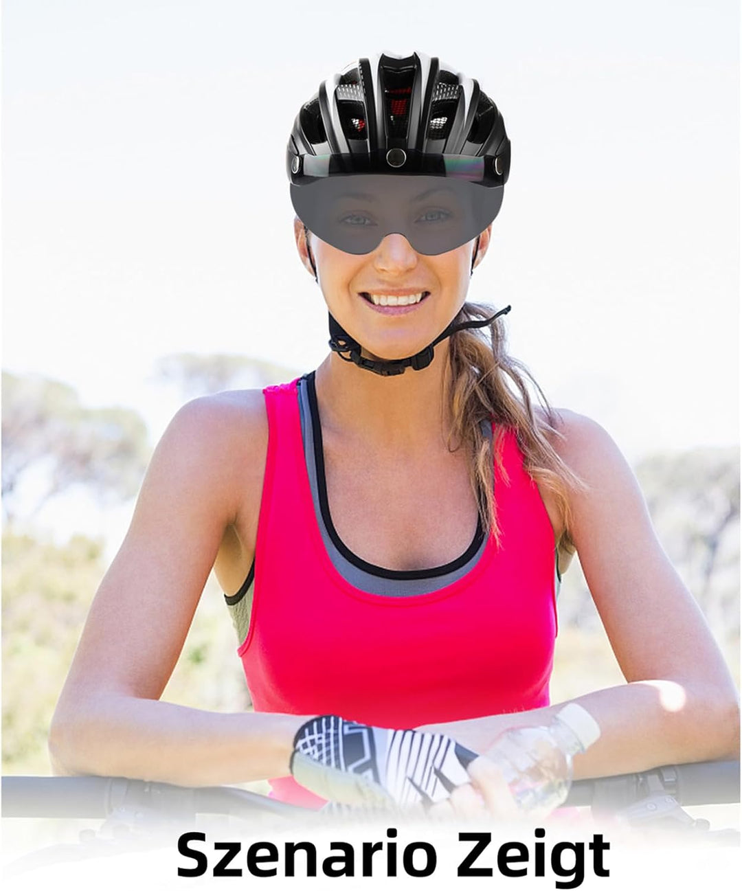 Shinmax Fahrradhelm mit LED-Beleuchtung, Fahrradhelm mit Sicherheitsbeleuchtung, magnetischer Fahrra