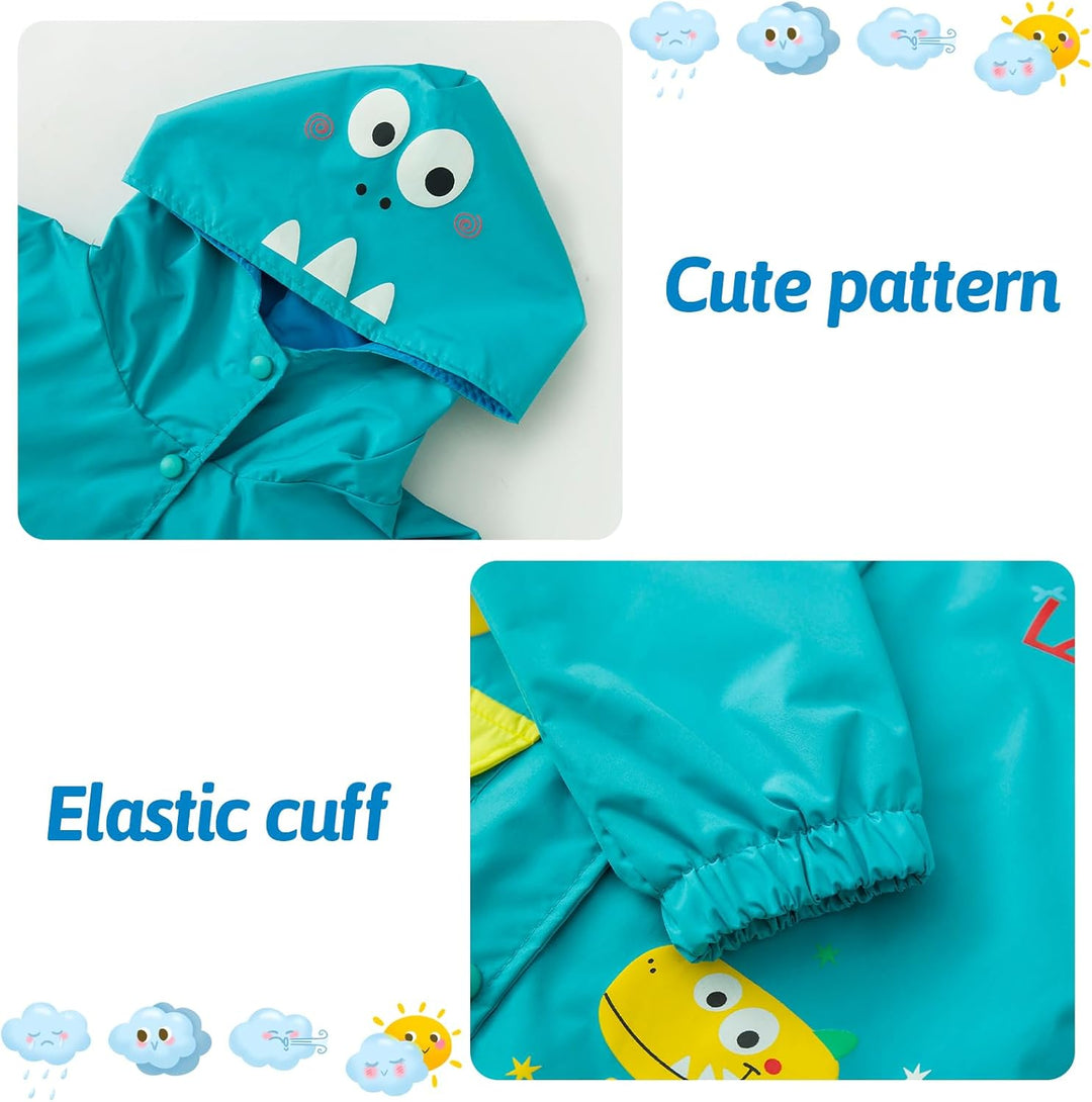 LZH Jungen Regenmantel Kinder Wasserdichte Mit Kapuze Mädchen, Jacke Hosen Anzug Lightweight 2 Stück