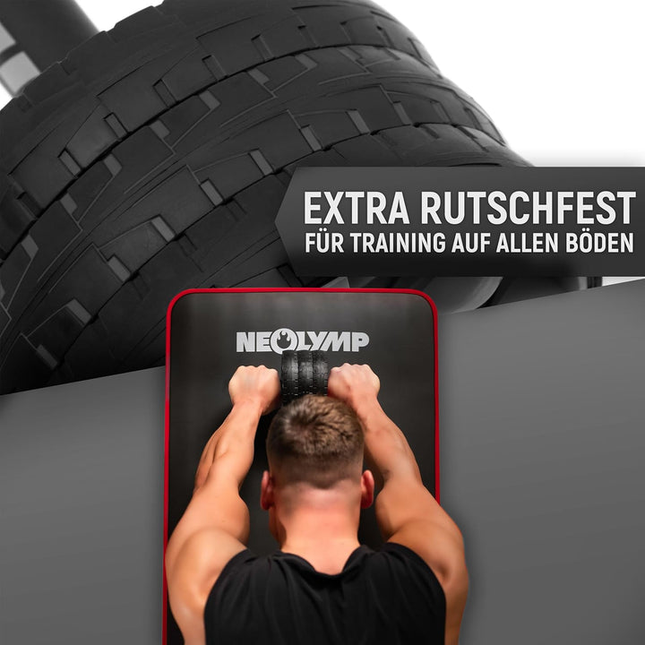 NEOLYMP Bauchtrainer für Zuhause mit Knieauflagen Matte und Bauchroller Videoübungen - Bauchmuskeltr