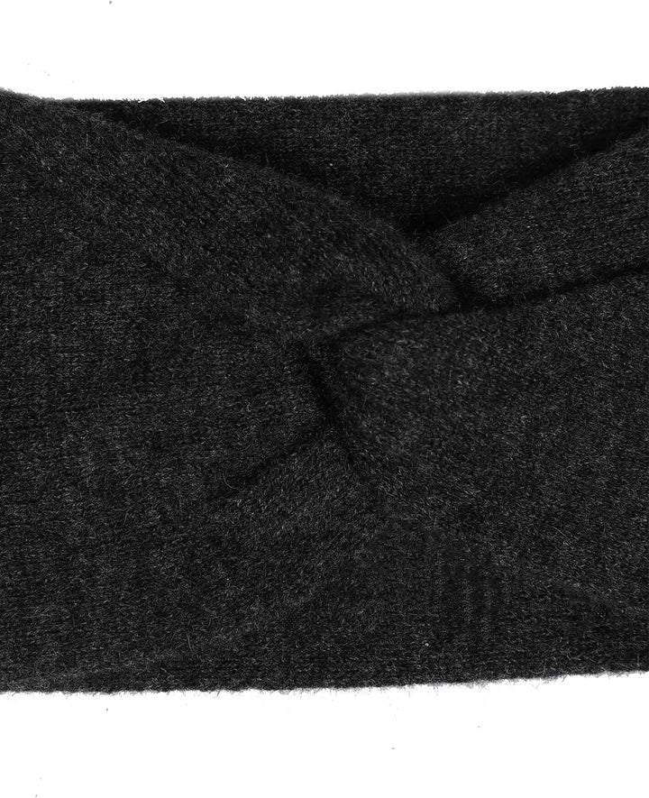 Zwillingsherz Stirnband aus 100% Kaschmir - Hochwertiges Strick-Kopfband im Uni Design für Damen Fra