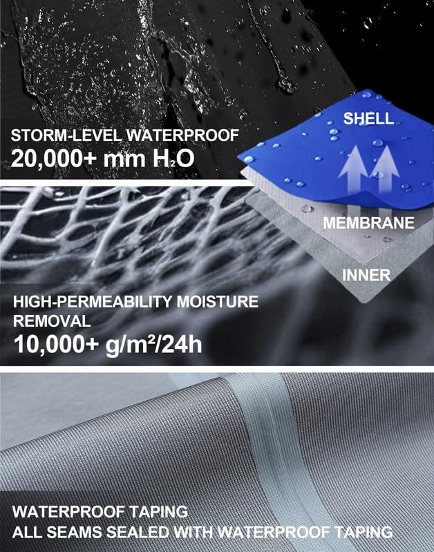 Pioneer Camp Regenhose Herren Wasserdicht 20000mm Fahrrad Überhose Winddichte Atmungsaktiv 3-lagige