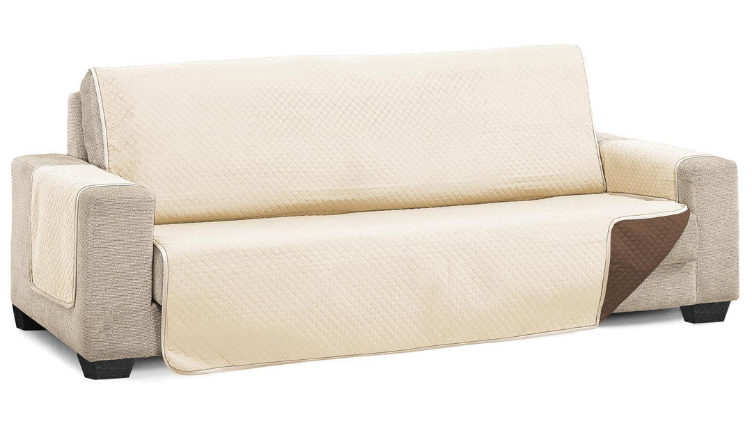 Martina Home Diamond Sofabezug, gesteppt, wendbar, Beige/Braun, 3-Sitzer Beige/Braun 3 Plätze, Beige
