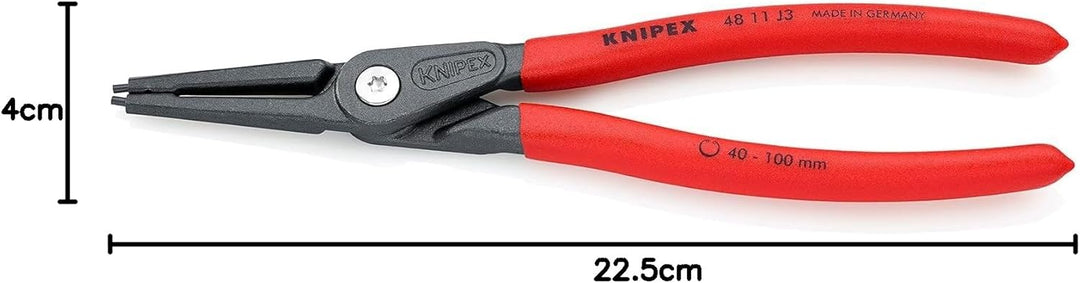 Knipex Präzisions-Sicherungsringzange für Innenringe in Bohrungen grau atramentiert, mit rutschhemme