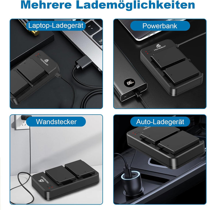 Homesuit LP-E10 Akku und lp-e10 Ladegerät für Canon EOS 1100D, EOS 1200D, EOS 1300D, EOS 2000D, EOS