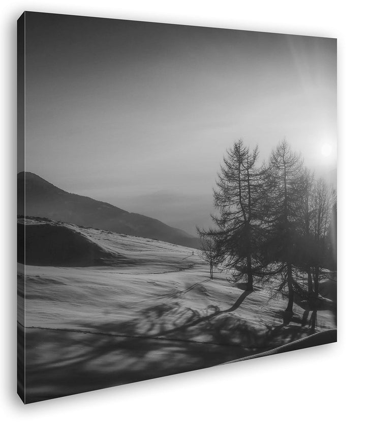 deyoli Sonnenaufgang in den schneebedeckten Bergen Format: 60x60 Effekt: Schwarz&amp;Weiss als Leinwandb