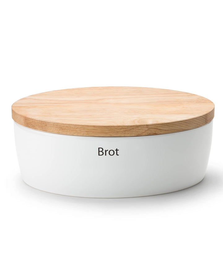 Continenta Brottopf oval mit Holzdeckel, 36 x 23 x 13,5 cm 36 x 23 x 13,5 centimeters Weiss, 36 x 23