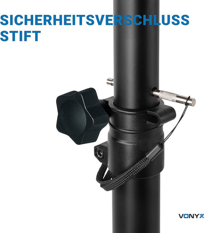 Vonyx LS02K Boxenständer Lautsprecherständer höhenverstellbar 65-135 cm, bis 20 kg - 35MM Boxenstati