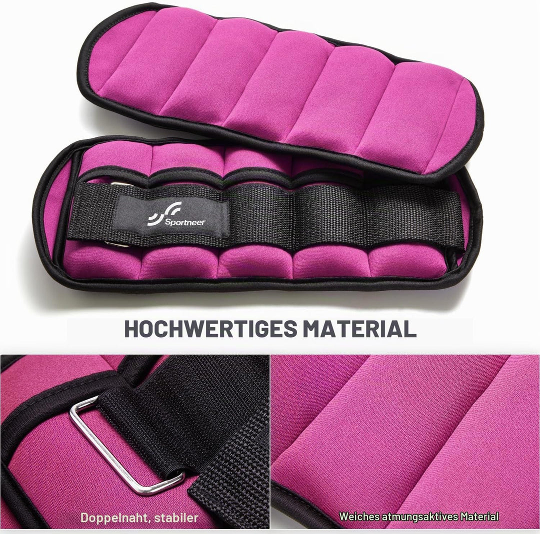 Sportneer Gewichtsmanschetten, Verstellbares Fussgelenkgewichte Set, Fuss-/Handgelenkgewicht Mansche